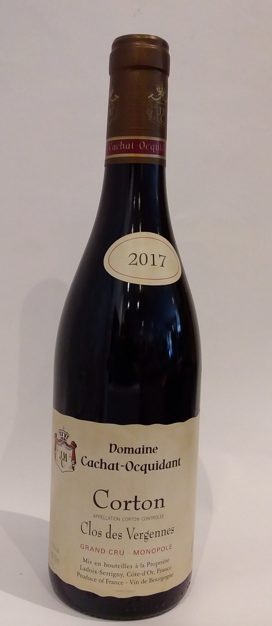 Vin rouge - Domaine Cachat Ocquidant - Corton Grand Cru - Clos des Vergennes - 2017
